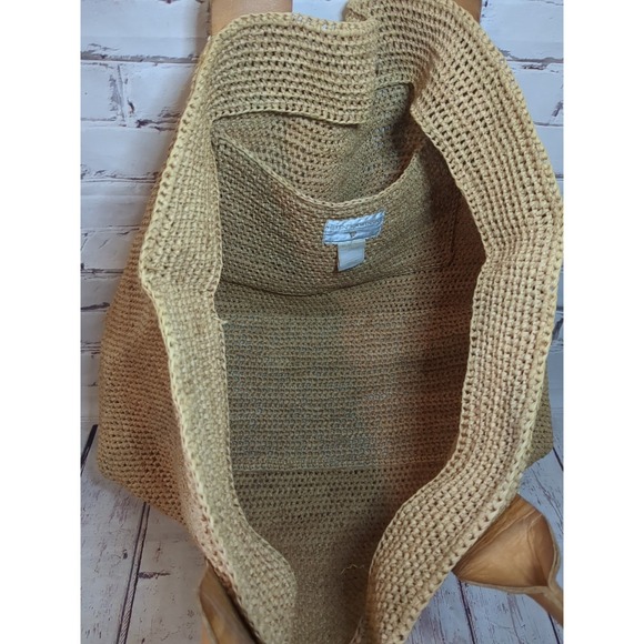 Helen Kaminski Raffia And Leather Tote 22"x 11" - Picture 4 of 6